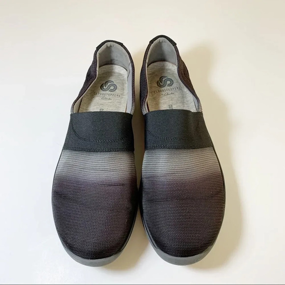 Clarks Cloudsteppers Fabric Comfort Shoe 6W Black Ombré Soft Footbed Orthopedic - Picture 11 of 11